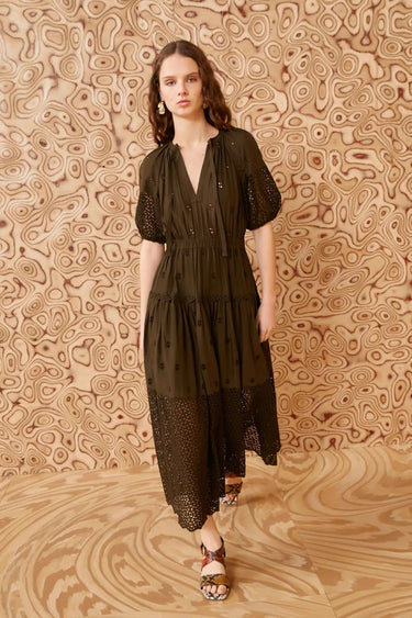 Nova Dress in Militaire-Dress-Ulla Johnson-Debs Boutique
